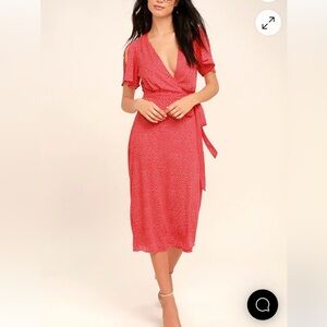 Lulu's Red Polka Dot Wrap Dress